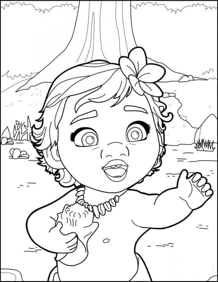 Desenho de Linda Bebê Moana para colorir