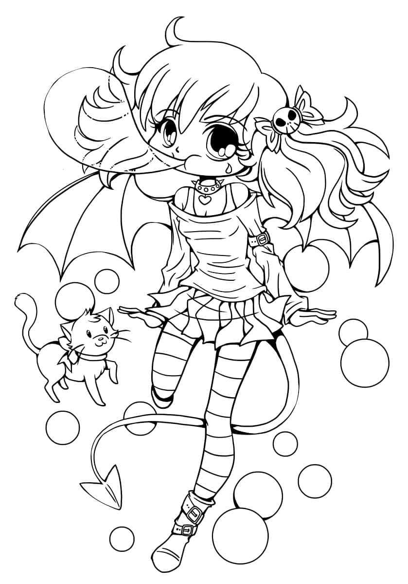 Desenho deLinda Garota Demônio Chibi para colorir