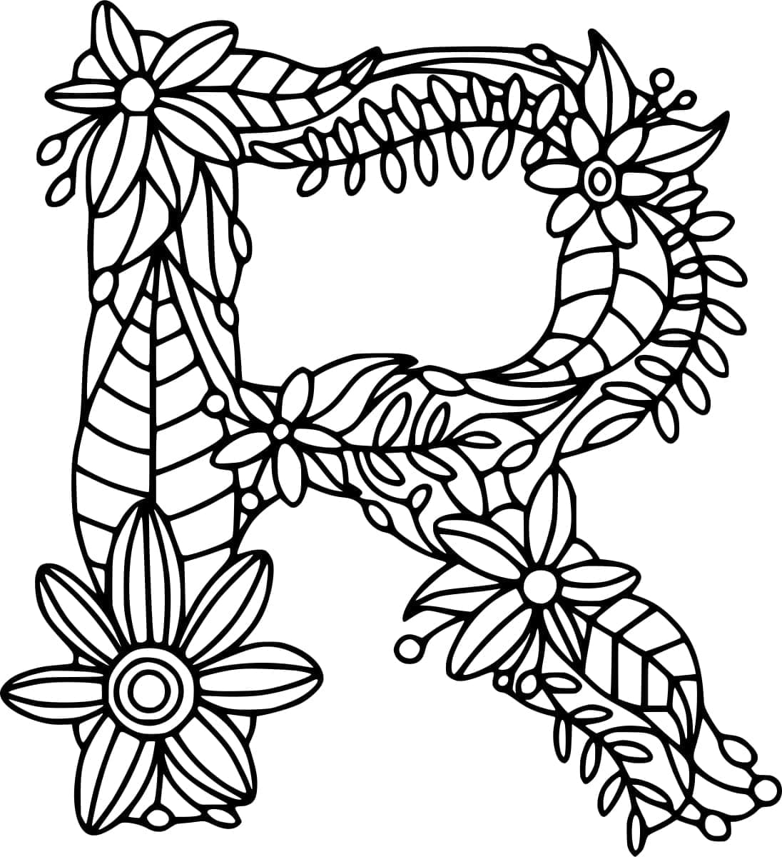 Desenho deLinda Letra R para colorir