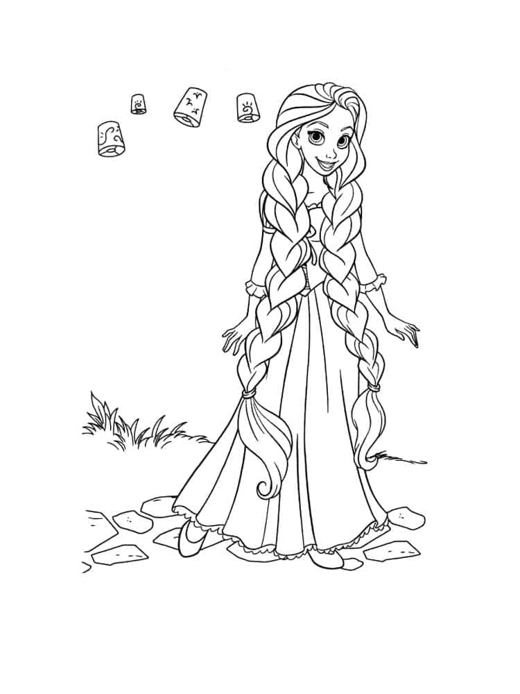 Desenho deLinda Rapunzel para colorir