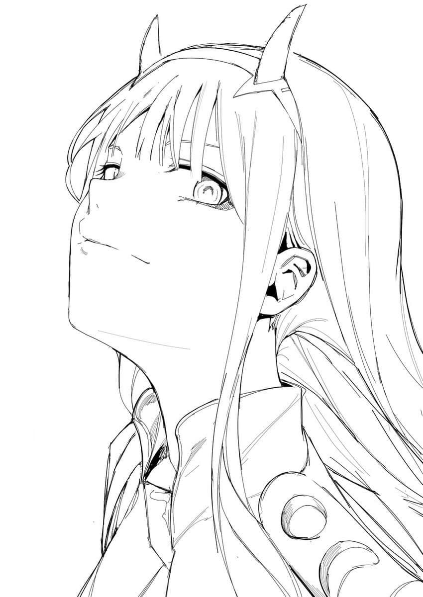 Desenho deLinda Zero Two para colorir