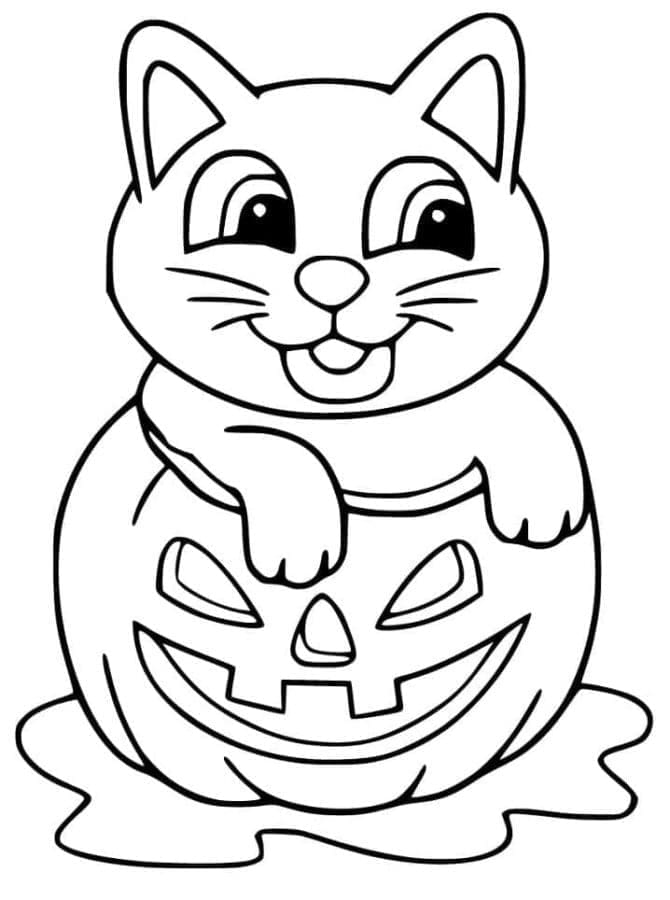 Desenho deLindo Gato de Halloween para colorir