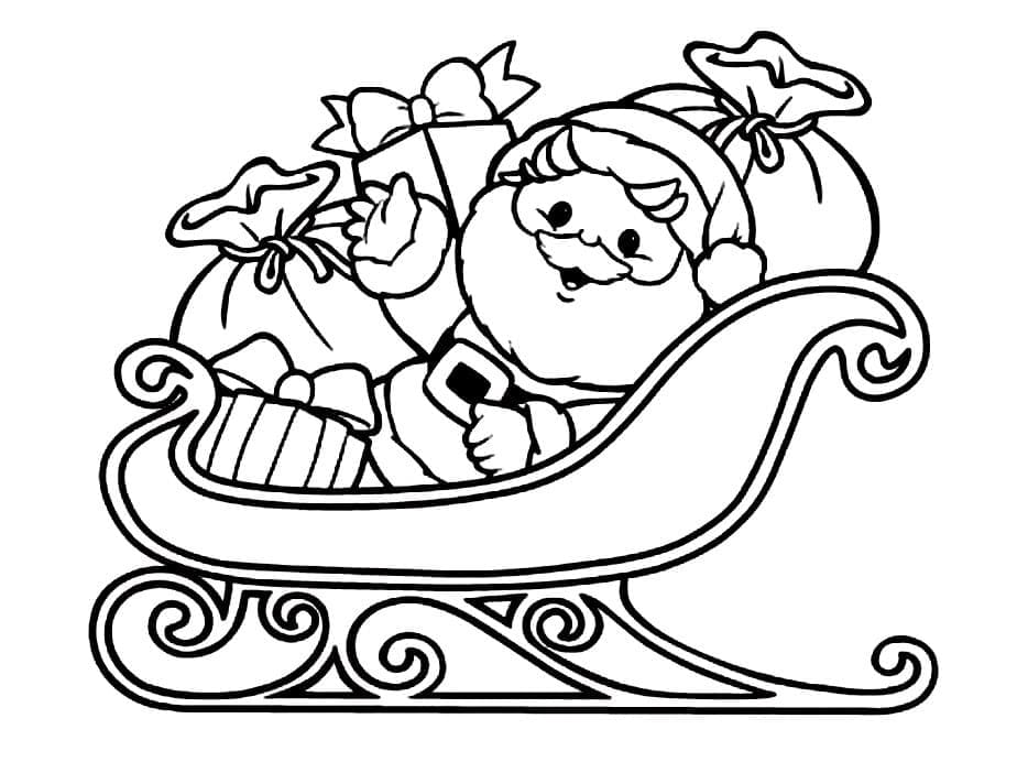 Desenho deLindo Papai Noel no Trenó para colorir