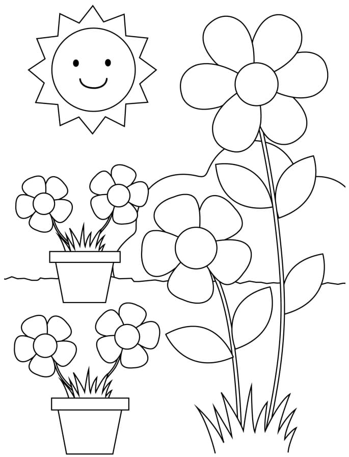 Desenho deLindo Sol Jardim de Flores para colorir