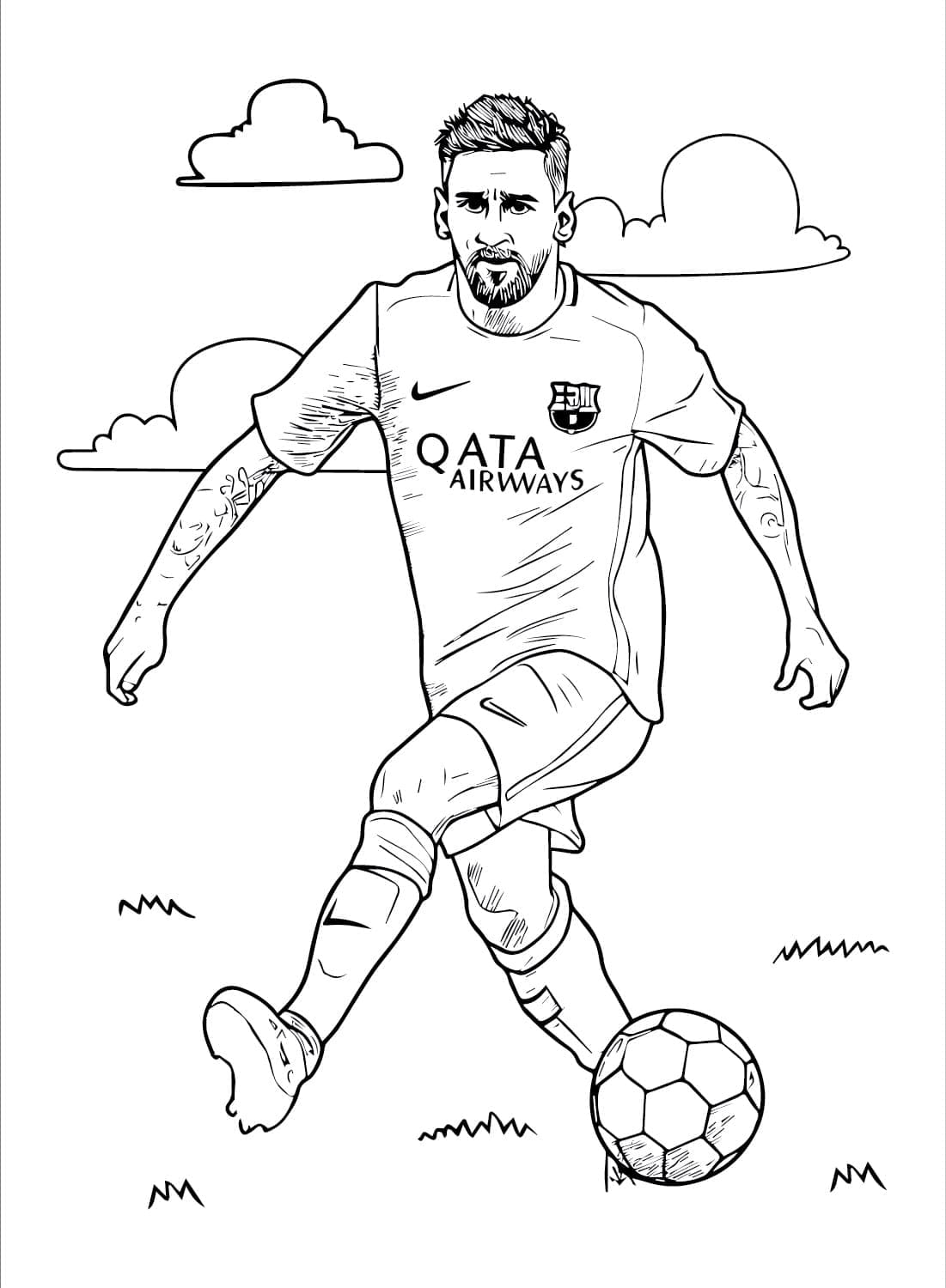 Desenho deLionel Messi Joga Futebol para colorir