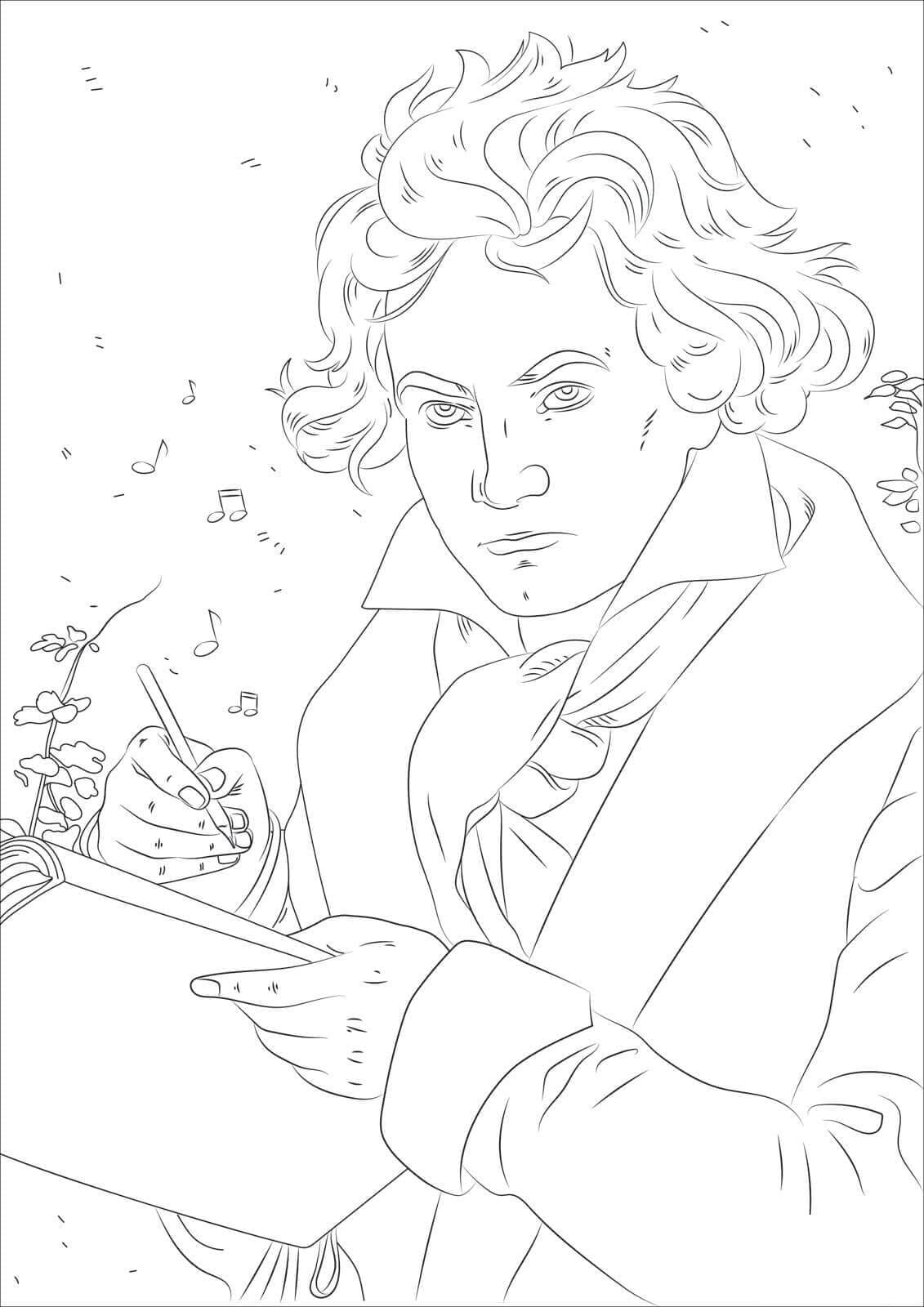 Desenho deLudwig van Beethoven para colorir