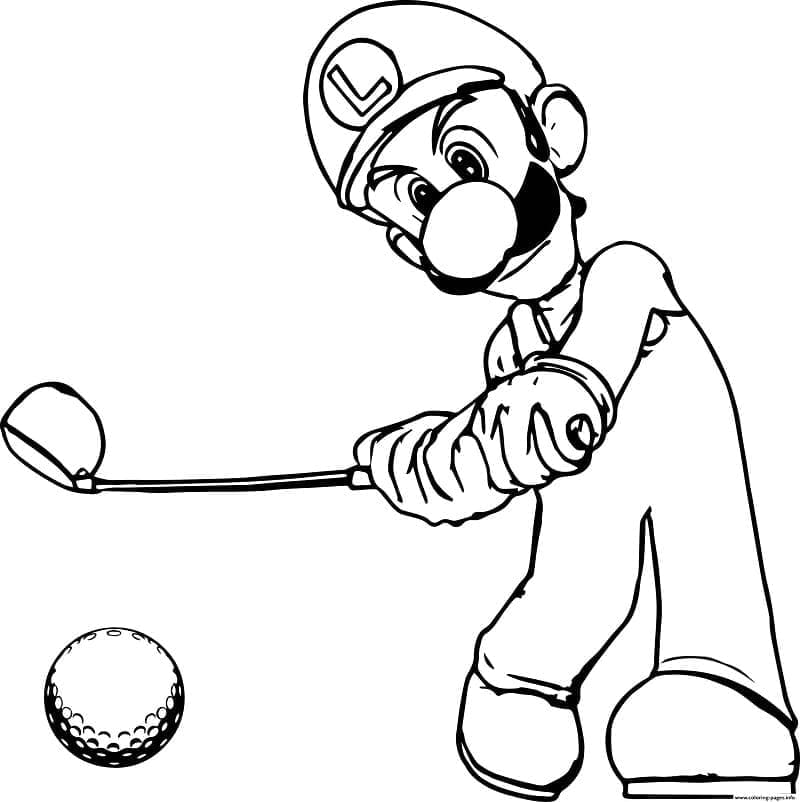 Desenho deLuigi Joga Golfe para colorir