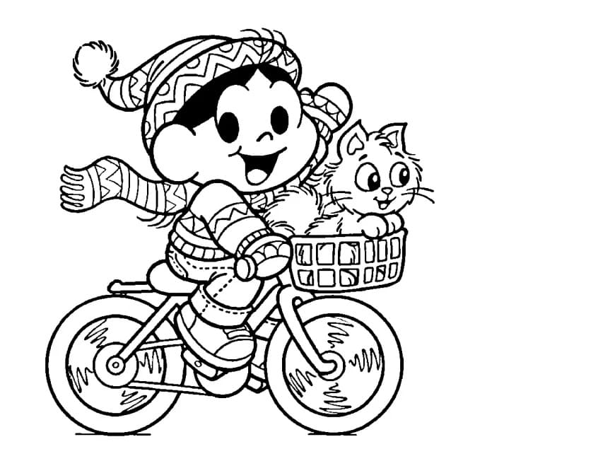 Desenho deMagali e Gatinha para colorir