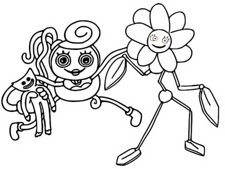 Desenho de Mamãe Pernas Longas e Daisy para colorir