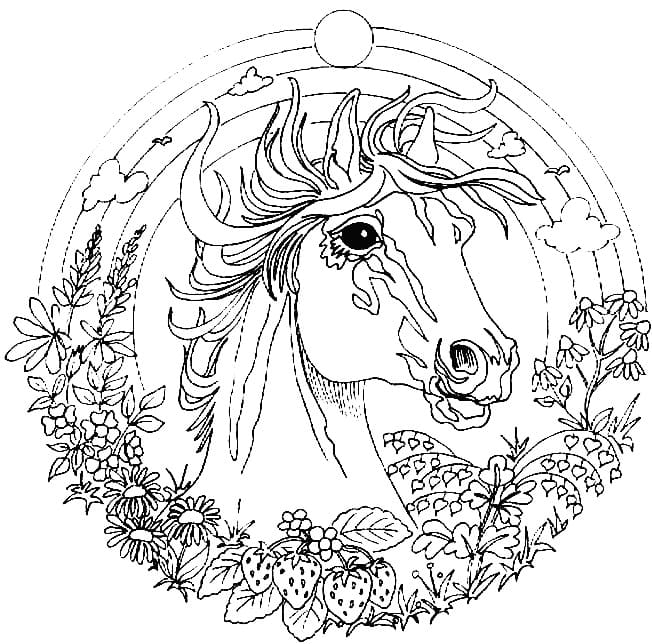 Desenho deMandala Cavalo para colorir