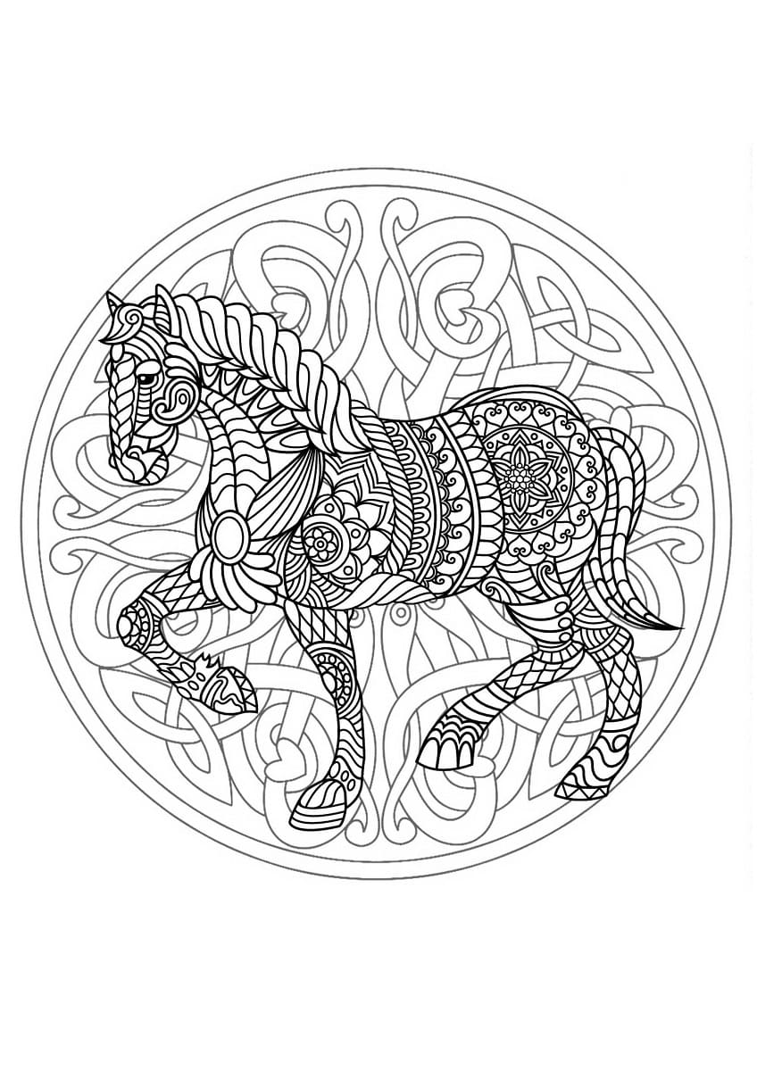 Desenho deMandala de Cavalo para colorir