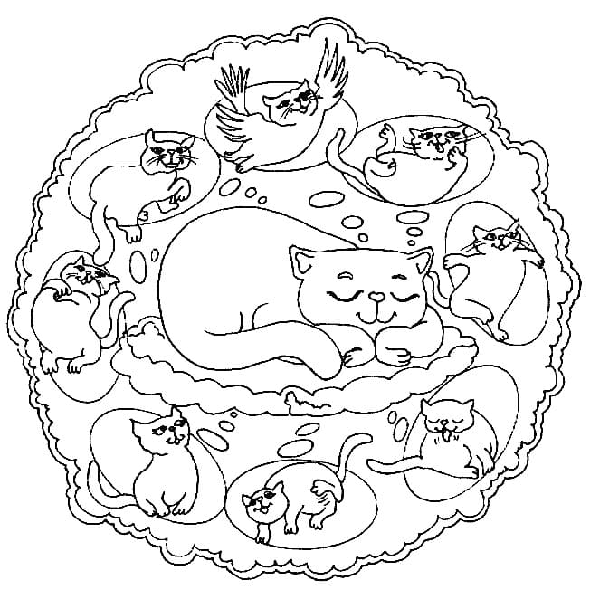 Desenho deMandala de Gatos para colorir