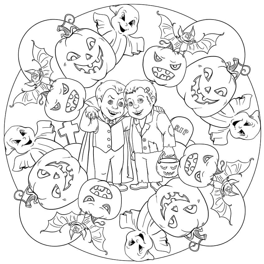 Desenho deMandala de Halloween 10 para colorir