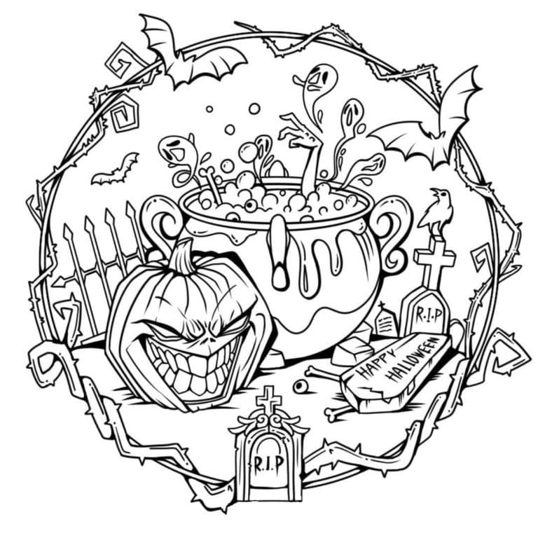 Desenho deMandala de Halloween Grátis para colorir