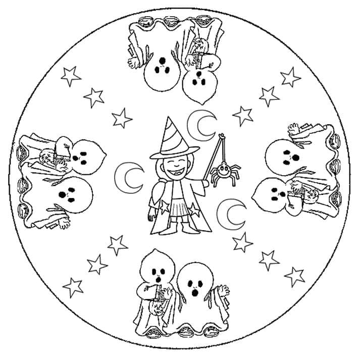 Desenho deMandala de Halloween Imprimível para colorir