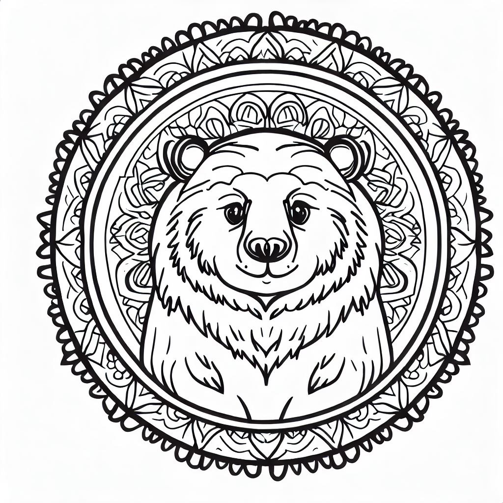 Desenho deMandala de Urso para colorir