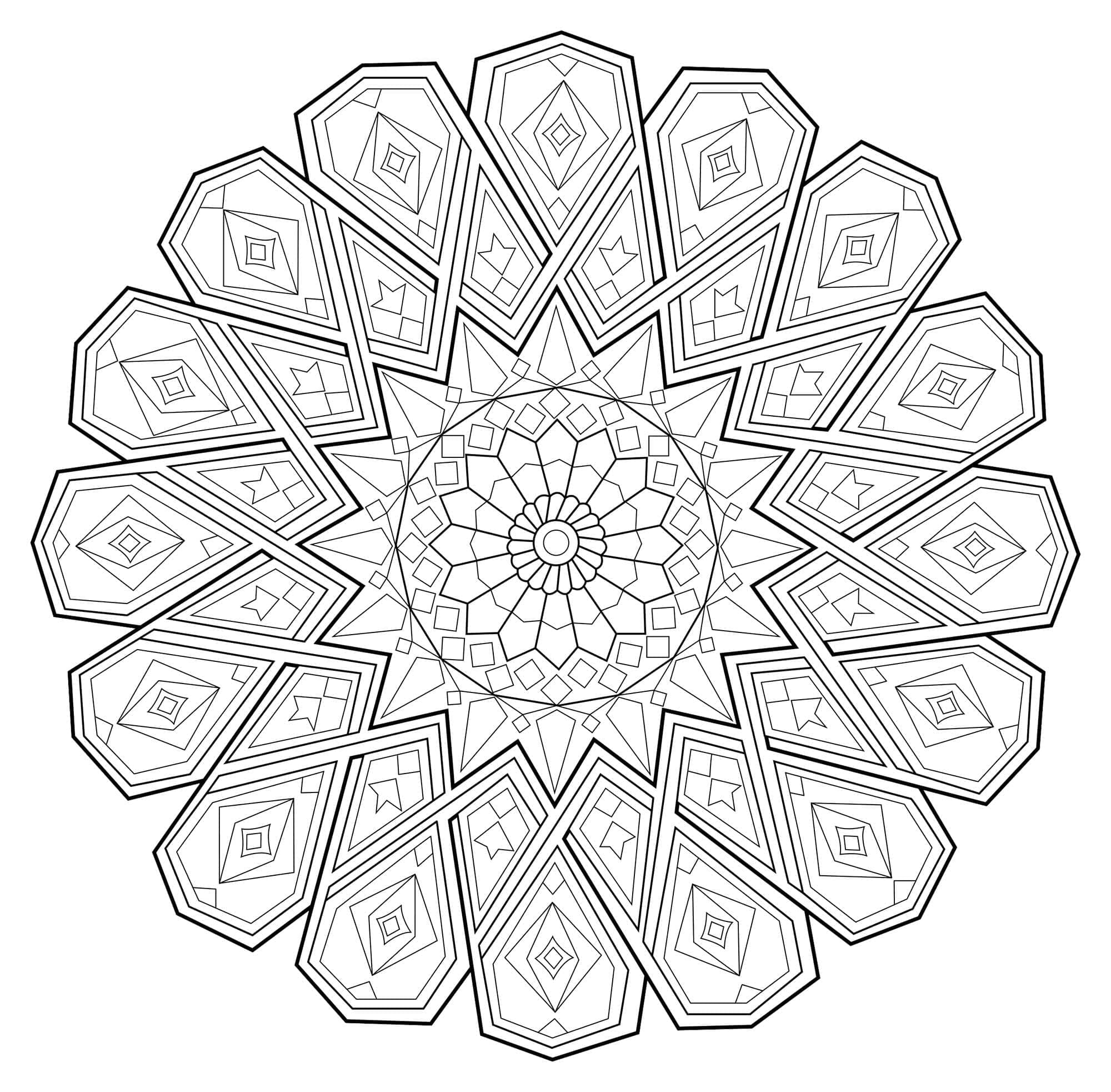 Desenho de Mandala Difícil Incrível para colorir