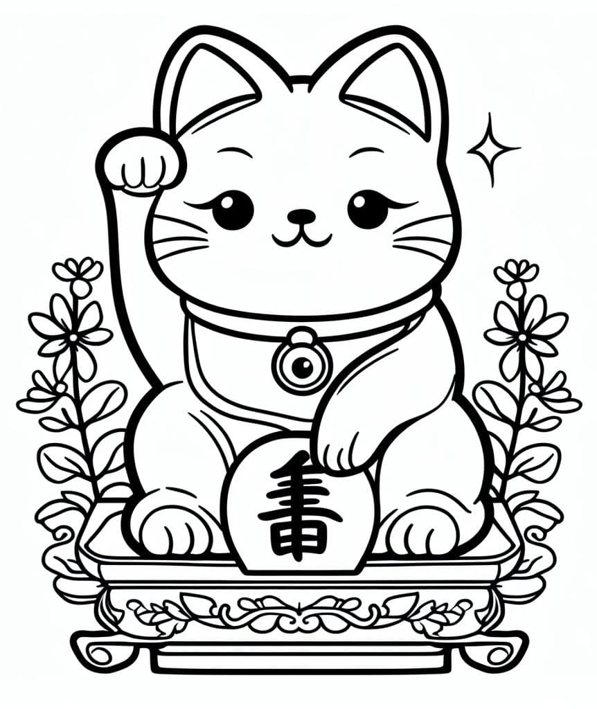 Desenhos de Maneki Neko para colorir