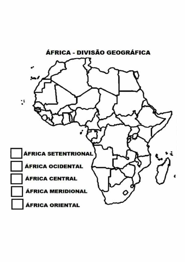 Desenhos de Mapa da África para colorir