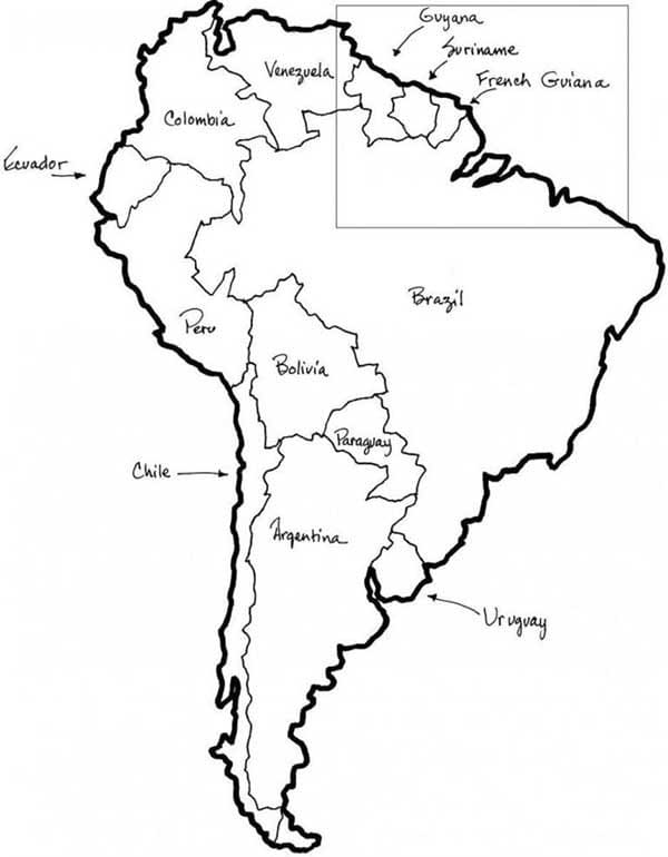 Desenho deMapa da América do Sul 2 para colorir