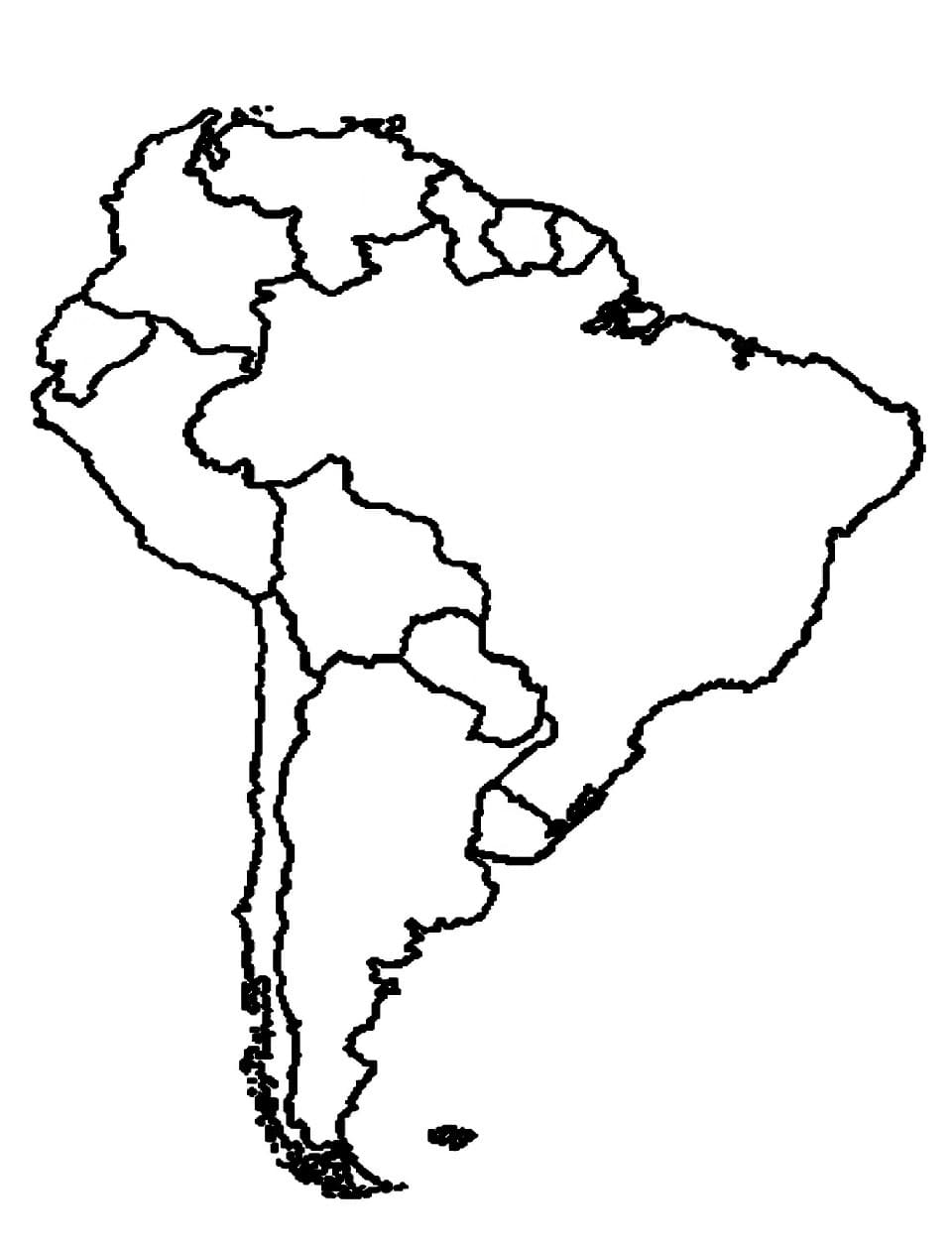 Desenho deMapa da América do Sul 4 para colorir