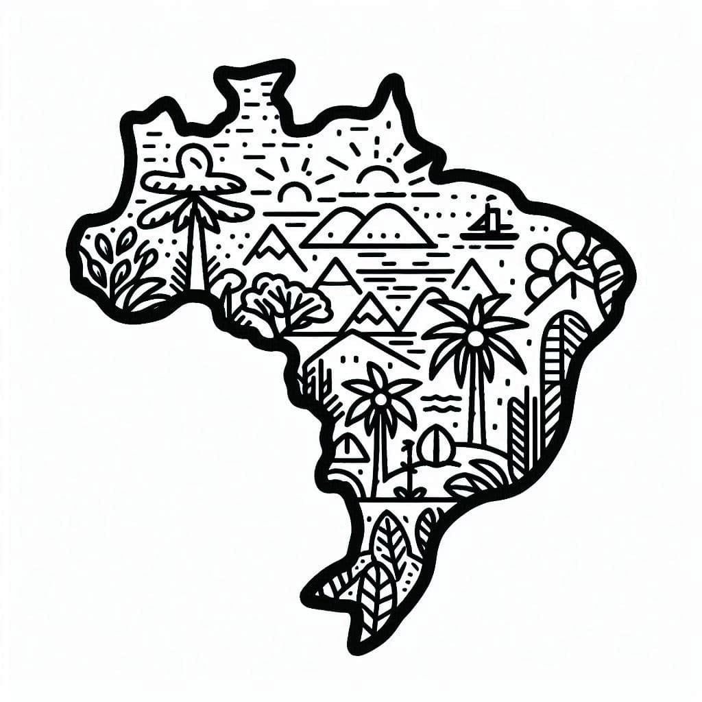 Desenho de Mapa do Brasil Básico para colorir