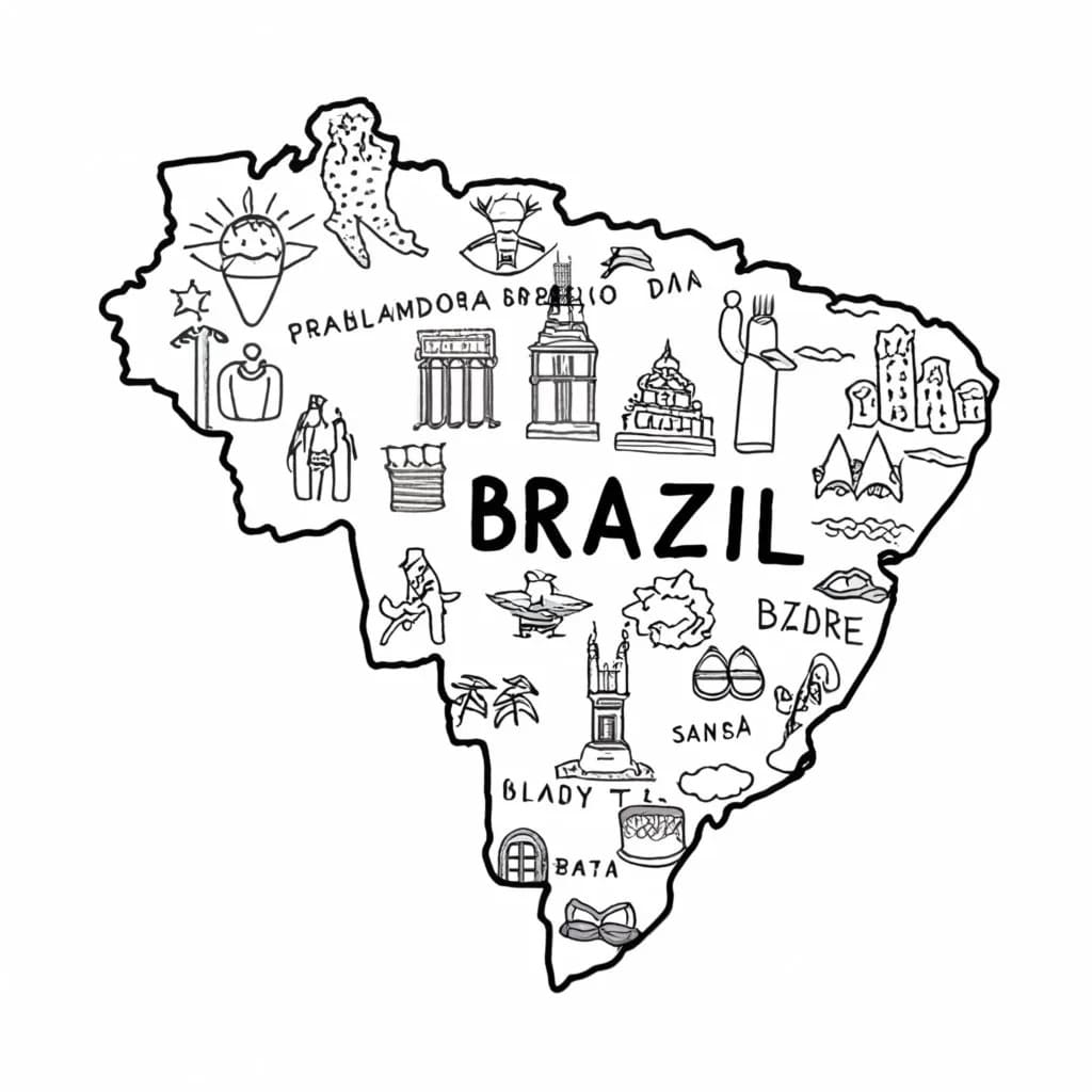 Desenho deMapa do Brasil Imprimível para colorir