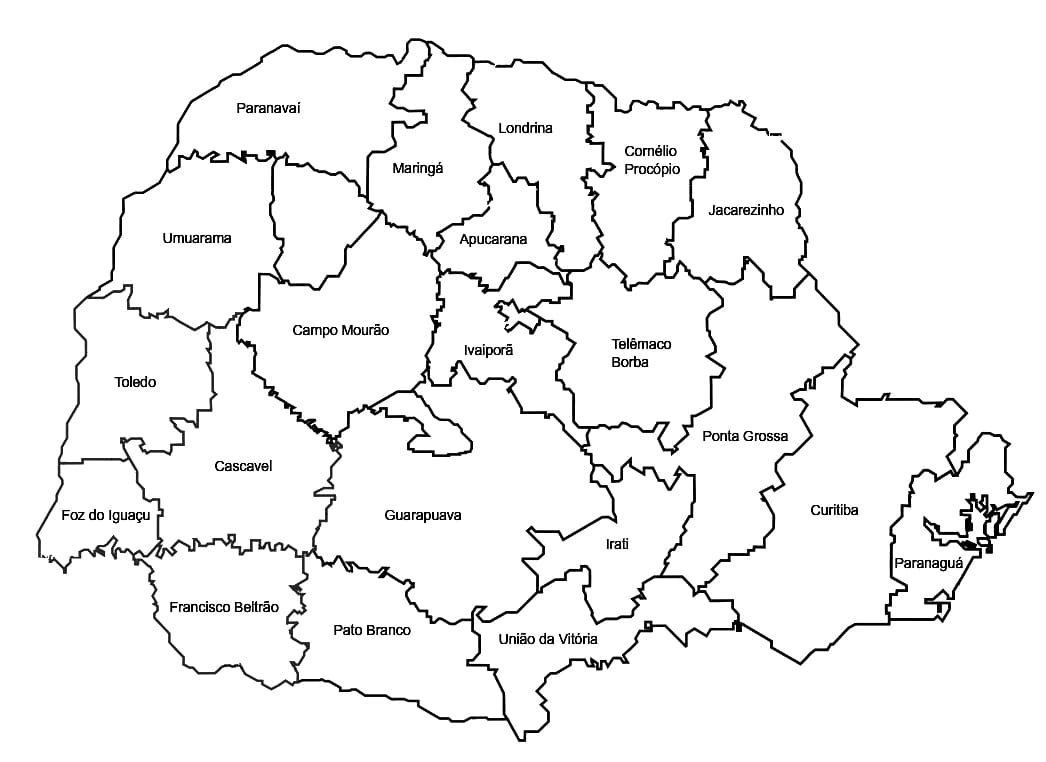 Desenhos de Mapa do Paraná para colorir