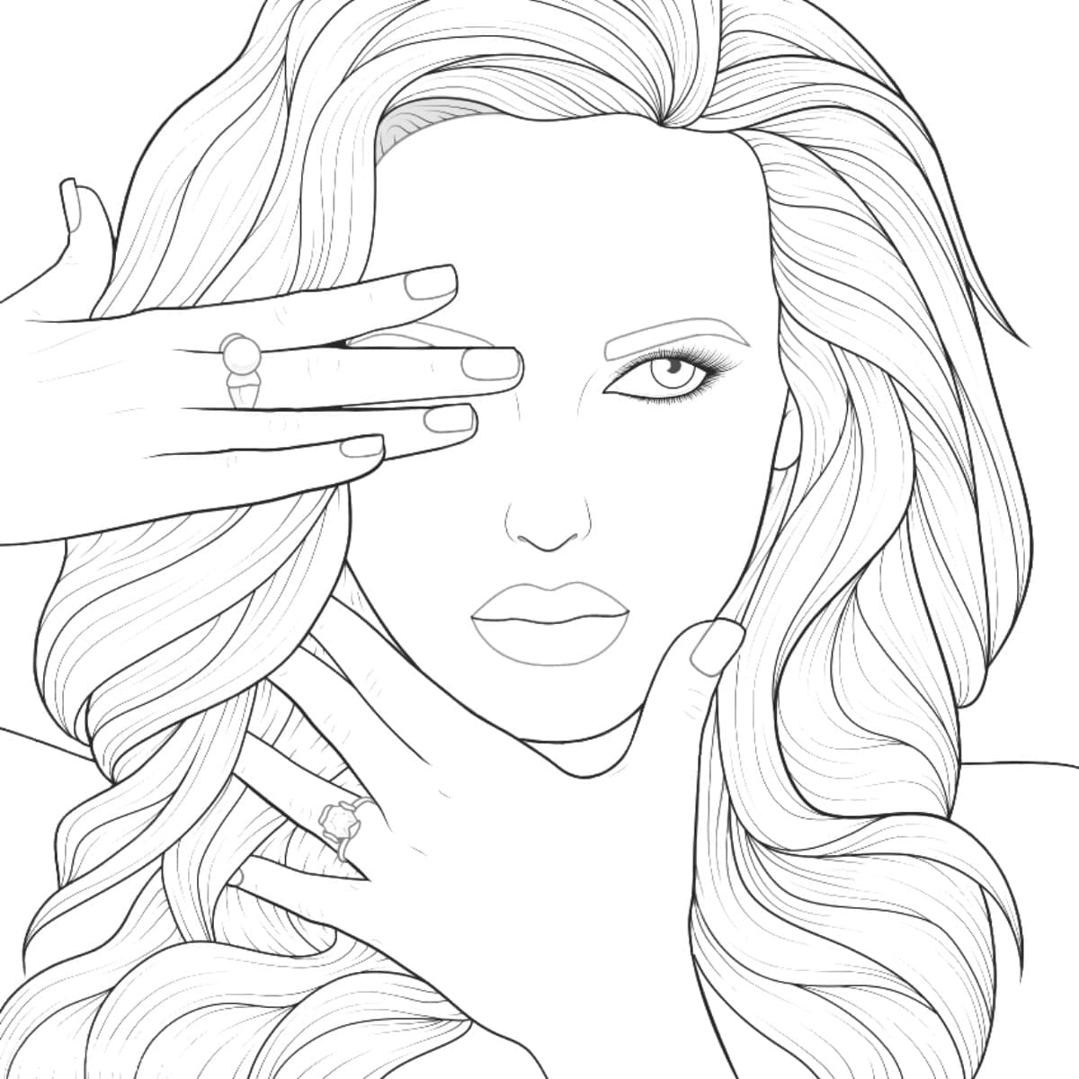 Desenho deMaquiagem e Manicure para colorir