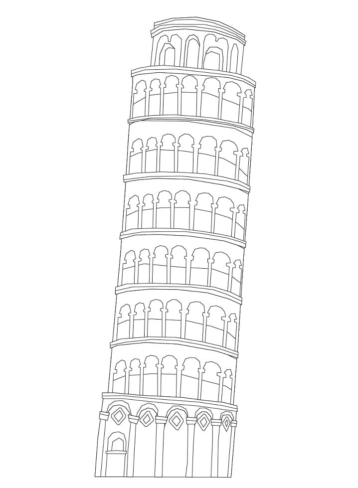 Desenho deMaravilhosa Torre de Pisa para colorir