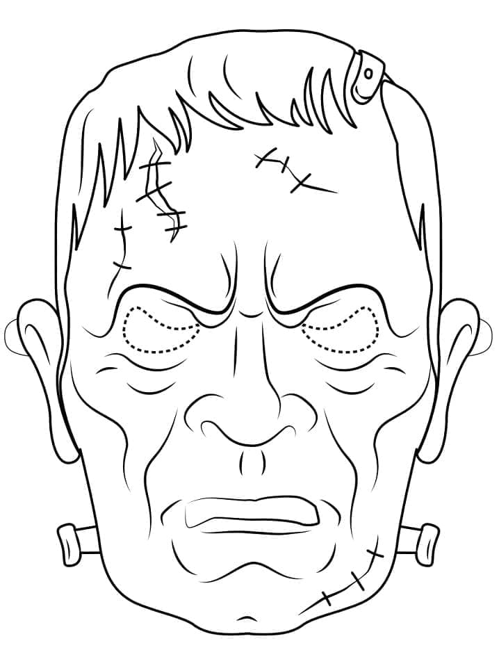 Desenho deMáscara de Frankenstein de Halloween para colorir