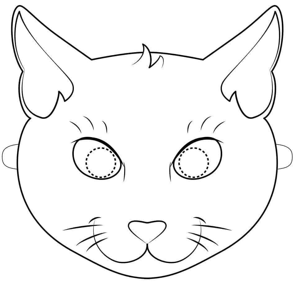 Desenho deMáscara de Gato de Halloween para colorir