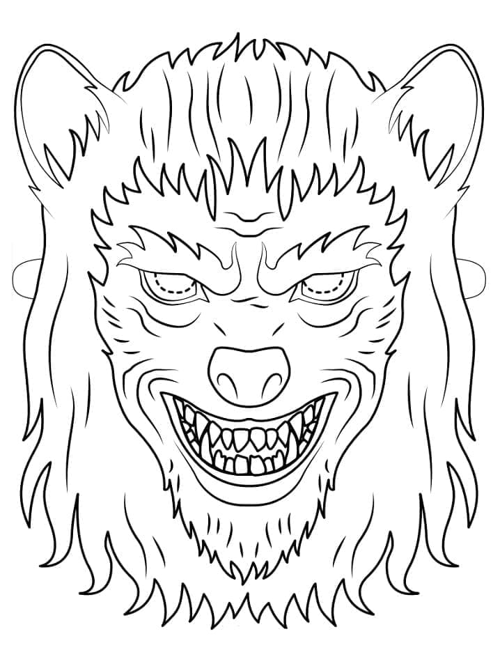 Desenho deMáscara de Lobisomem de Halloween para colorir