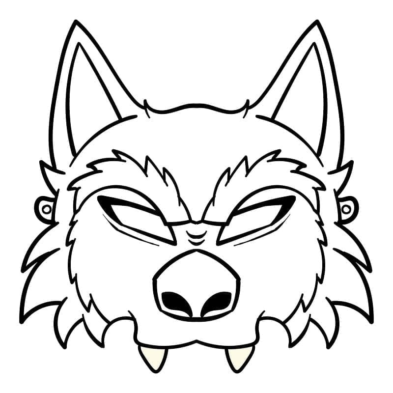 Desenho deMáscara de Lobo de Halloween para colorir