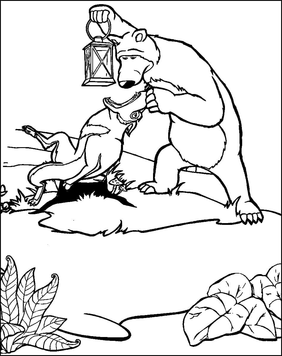 Desenho deMasha e o Urso Imprimível para colorir