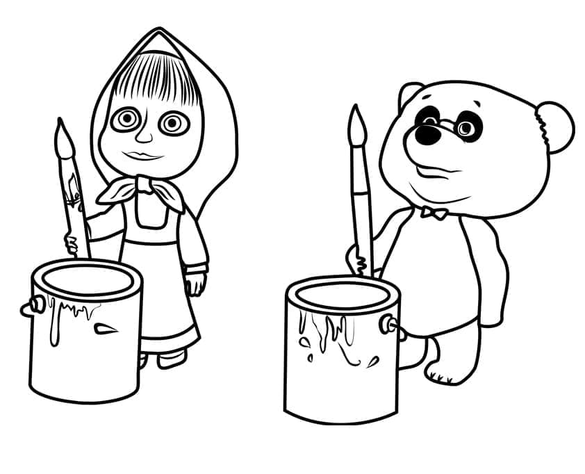 Desenho deMasha e Panda para colorir