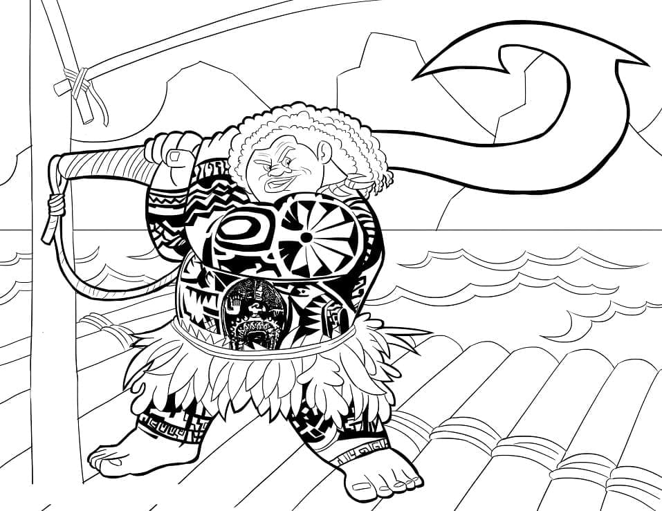 Desenho de Maui Disney Moana para colorir