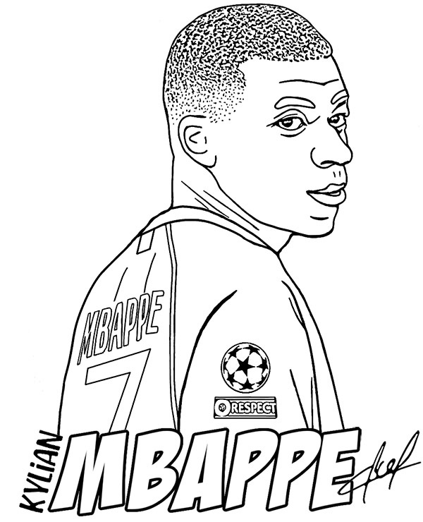 Desenho deMbappé 6 para colorir