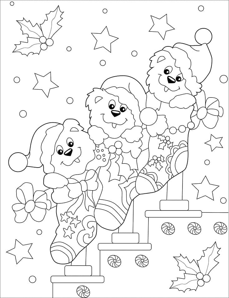 Desenho deMeias de Natal Muito Fofas para colorir