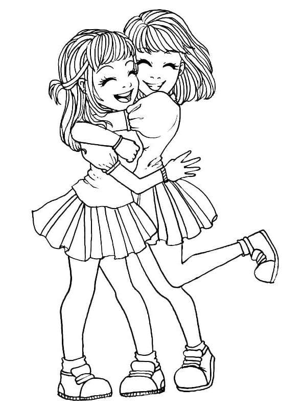 Desenho deMelhores Amigas Felizes para colorir