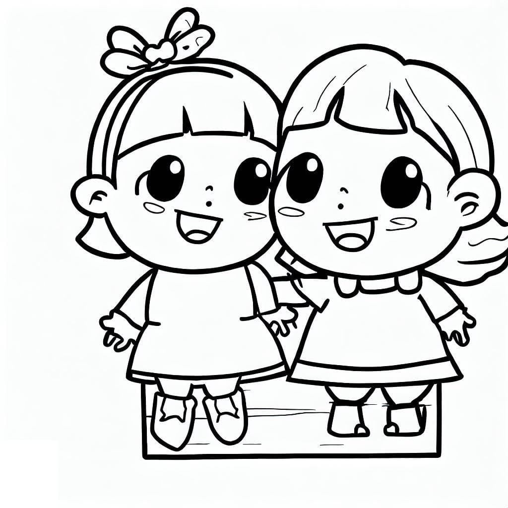 Desenho deMelhores Amigas Grátis Para Crianças para colorir