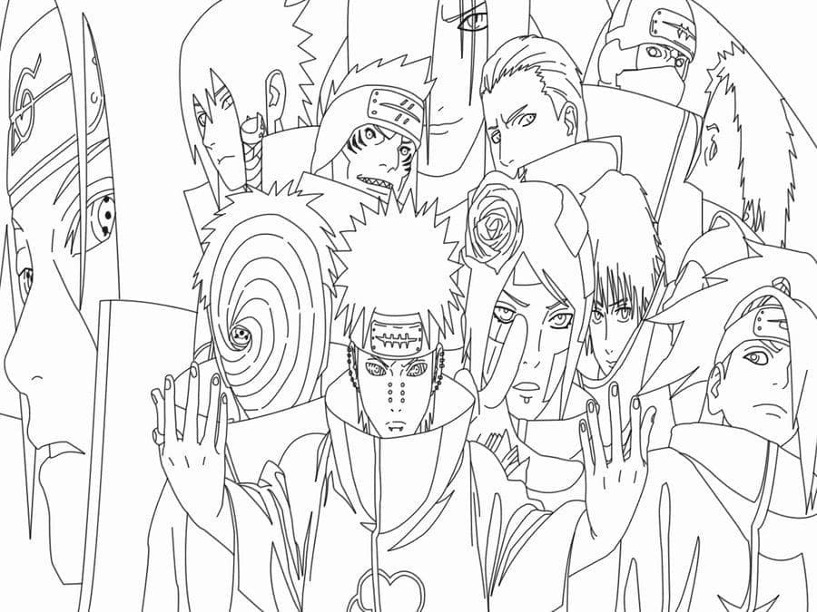 Desenho deMembros do Akatsuki para colorir