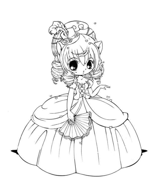 Desenho deMenina Chibi para colorir