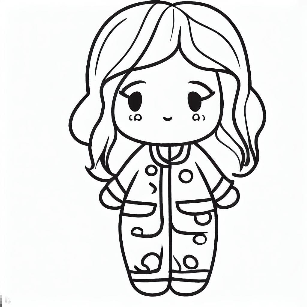 Desenho de Menina de Pijama para colorir