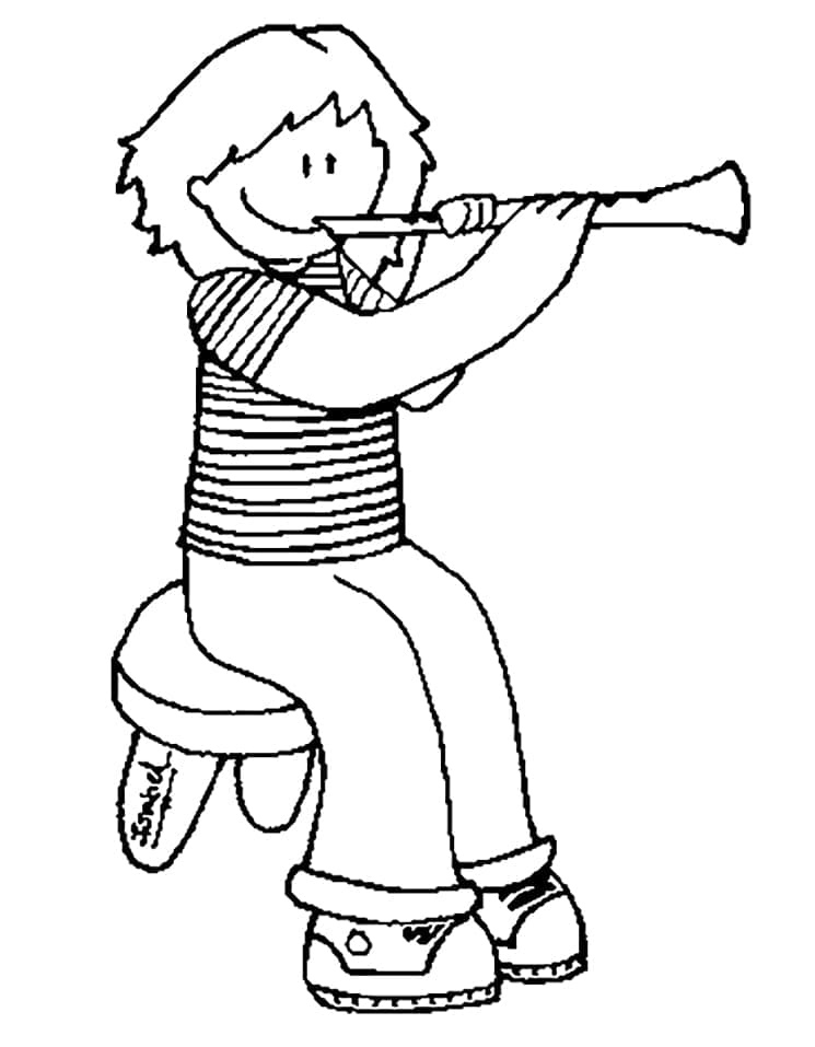 Desenho deMenina Tocando Clarinete para colorir