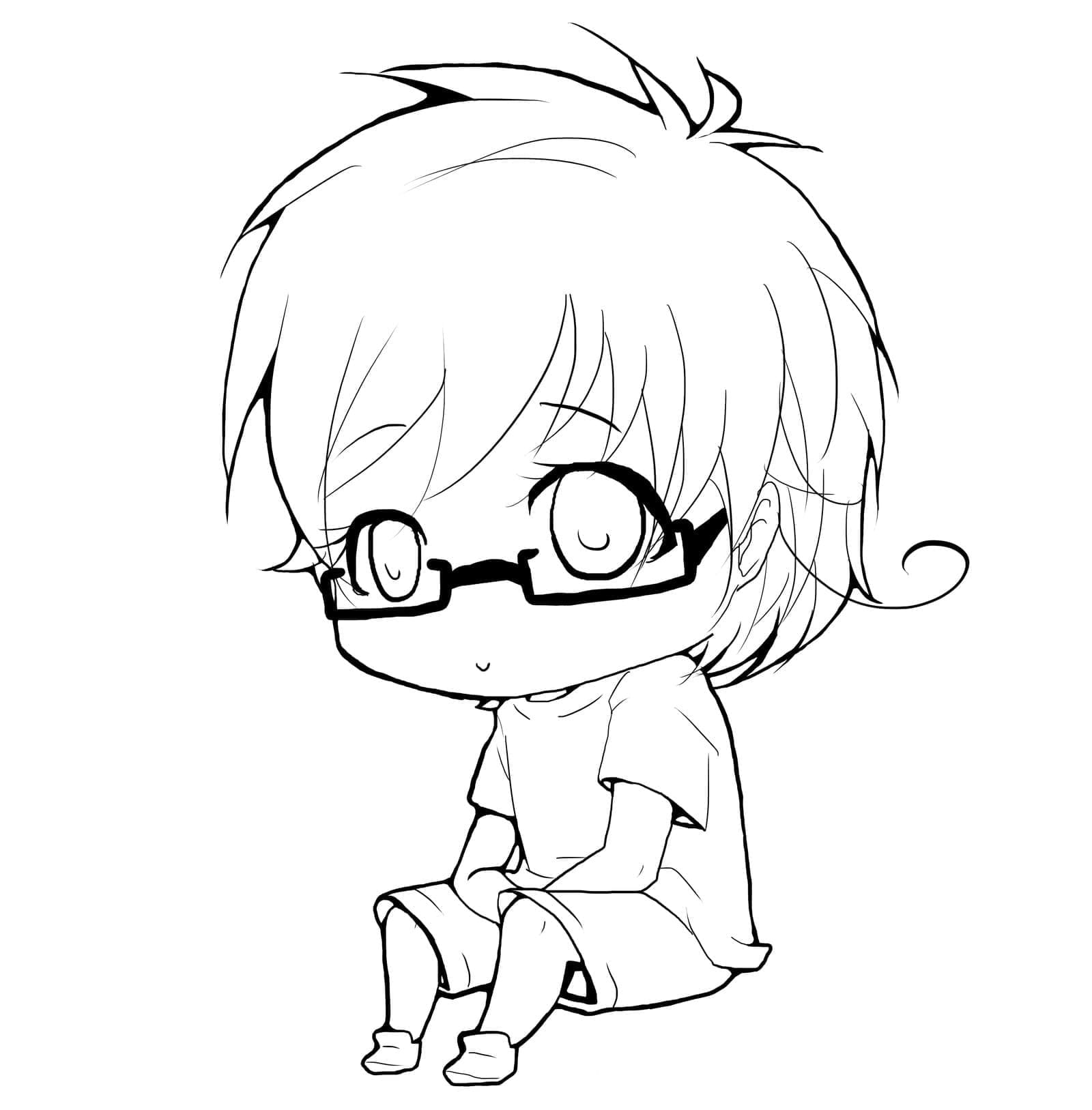 Desenho deMenino Chibi para colorir