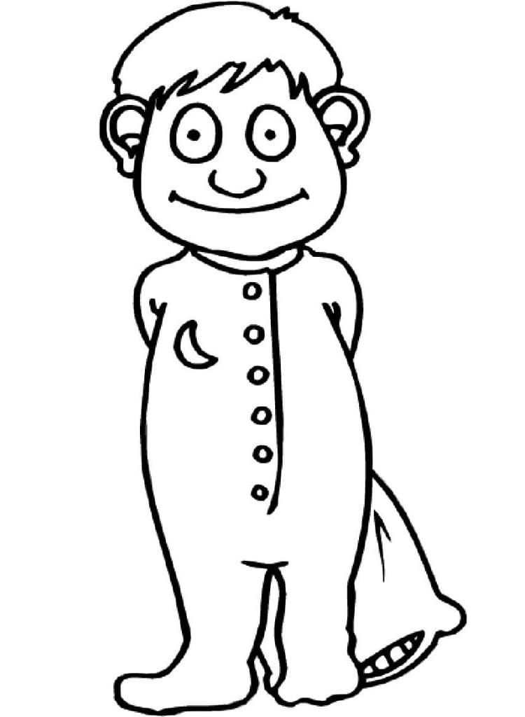 Desenho de Menino de Pijama para colorir