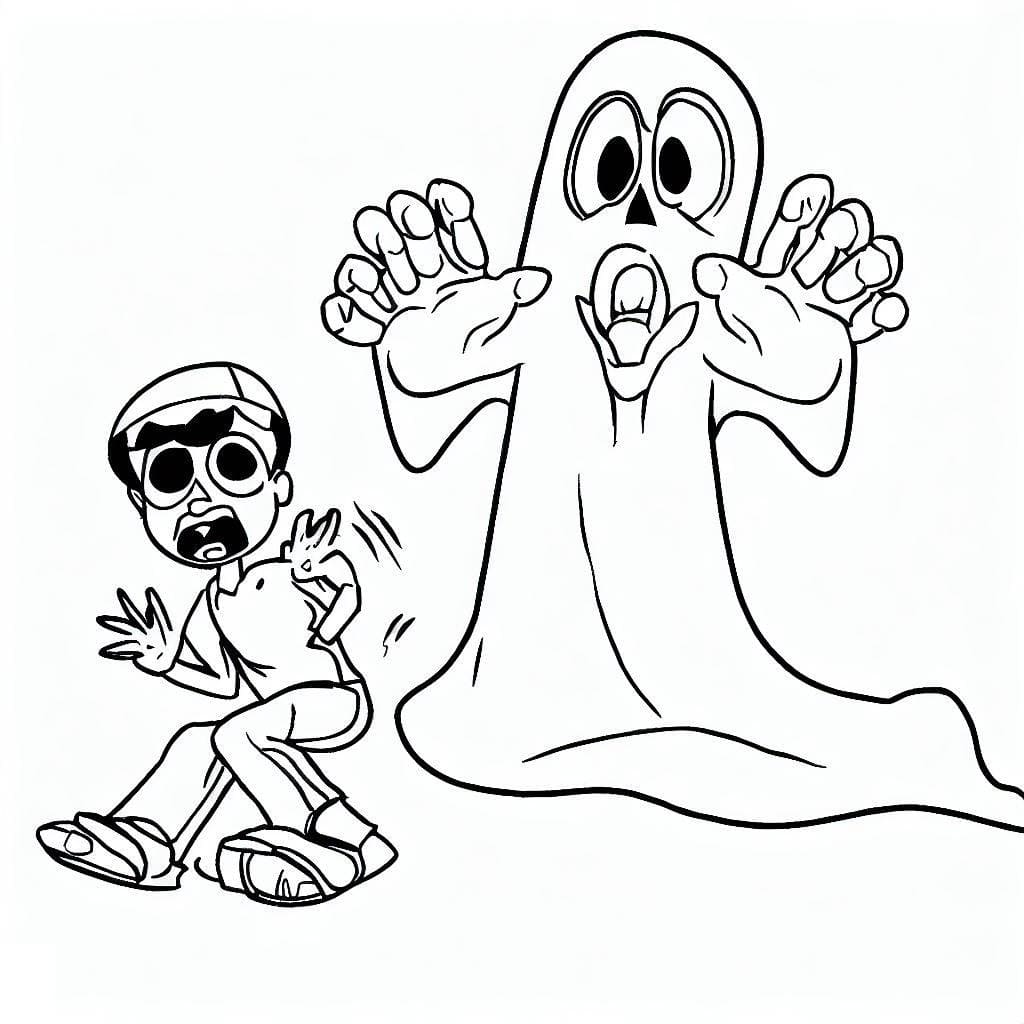 Desenho deMenino e Fantasma para colorir