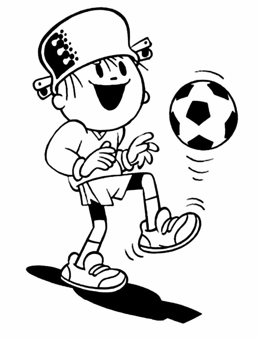 Desenho deMenino Maluquinho Jogando Futebol para colorir