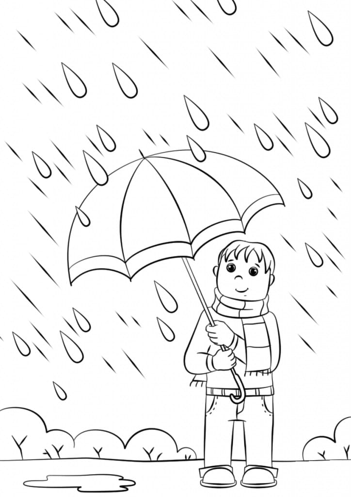 Desenho deMenino na Chuva para colorir